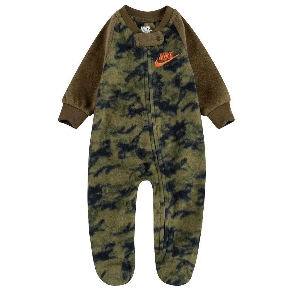 Nike Baby`s Camo Microfleece Full Zip Footed Coverall Size 3 Months